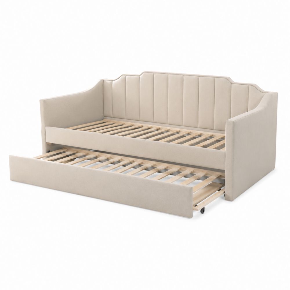 Letto Divano con Estraibile in Tessuto Beige