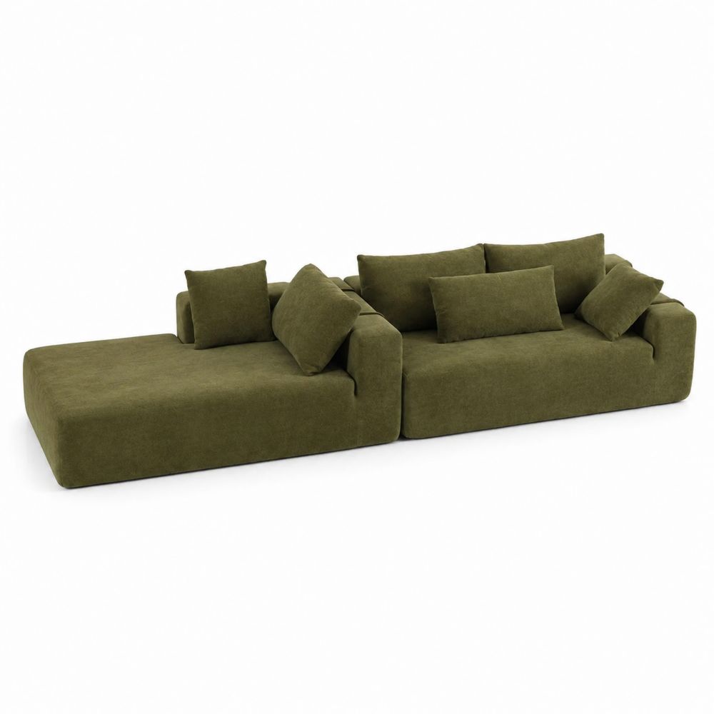 Divano modulare in velluto verde oliva