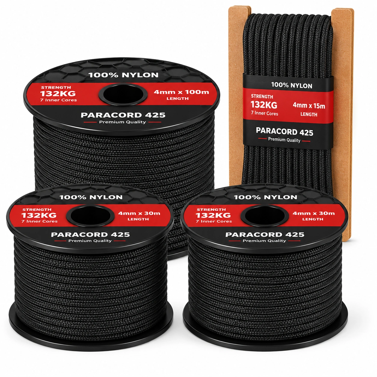 Paracord 425 Nylonseil Schwarz-Roomorax