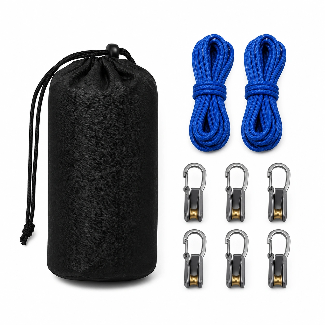 Camping Abspannset Blau 8-teilig-Roomorax
