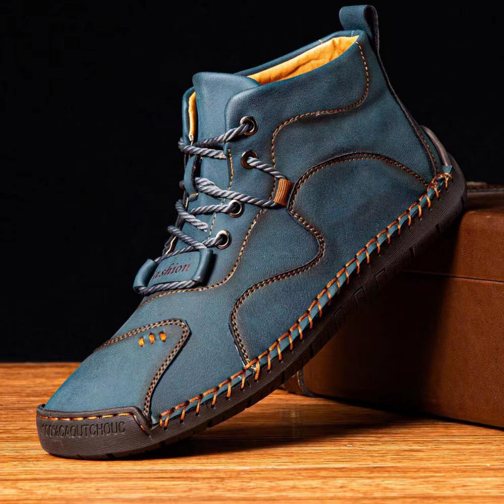 Mens Casual Shoes Summer Breathable Sneakers Loafers Walking Shoes Hand Made Lace-Up Leather Dress Flats Shoes for Driving Business Working Office