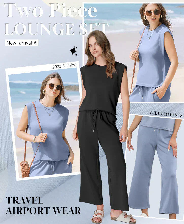 💕 Hot Sale 50% OFF🔥2025 New Women's  Cap Sleeve Top & Wide-Leg Pants 2-Piece Set