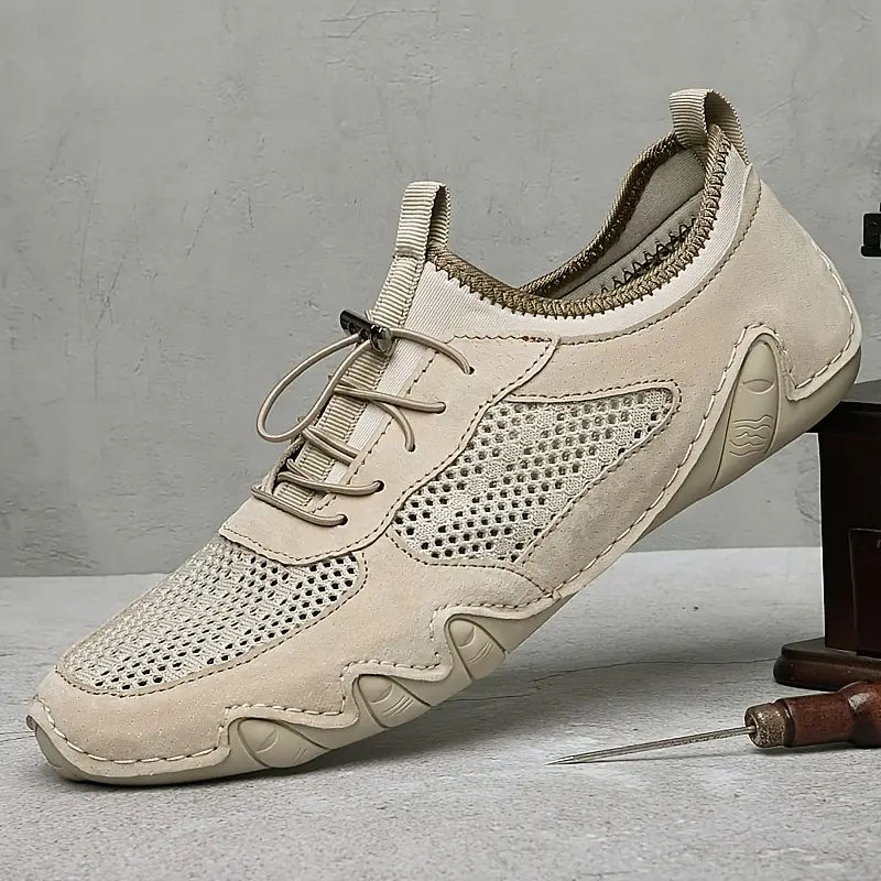 Men's Leather Breathable Mesh Sneakers