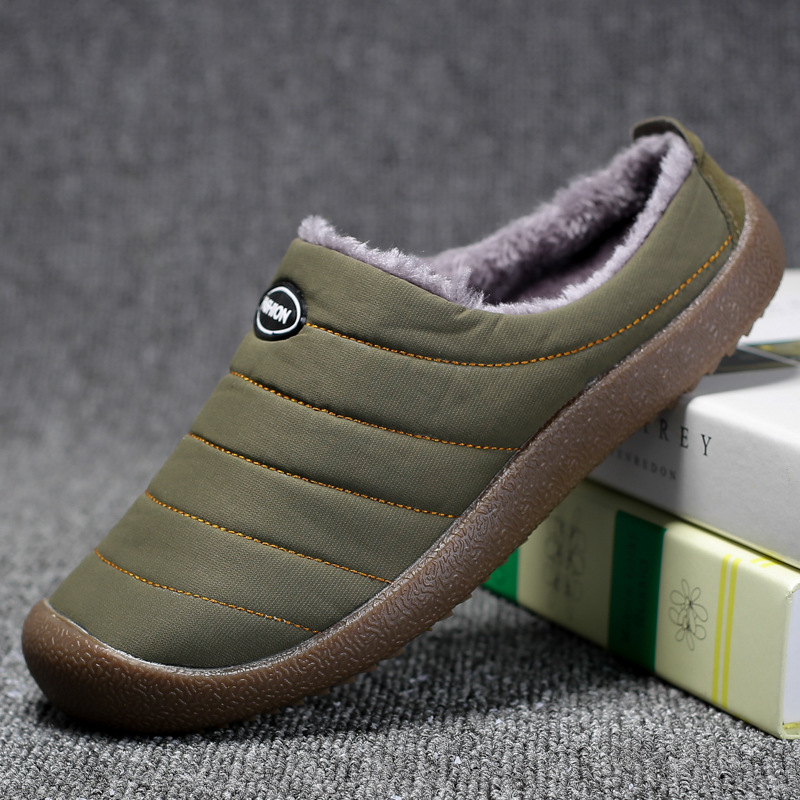 Men's Winter Water-resistant Fur-lined Flat Othopedic Slippers