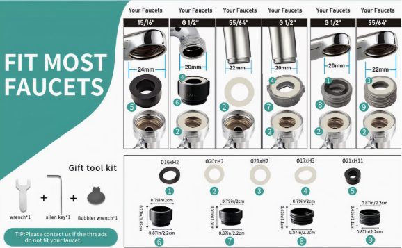 🎄Last 3 Hours - New Year’s Lowest Price! 🎉 Rotatable Faucet Aerator Extension with 2 Splash Modes 💦, Free Install Kit 🎁