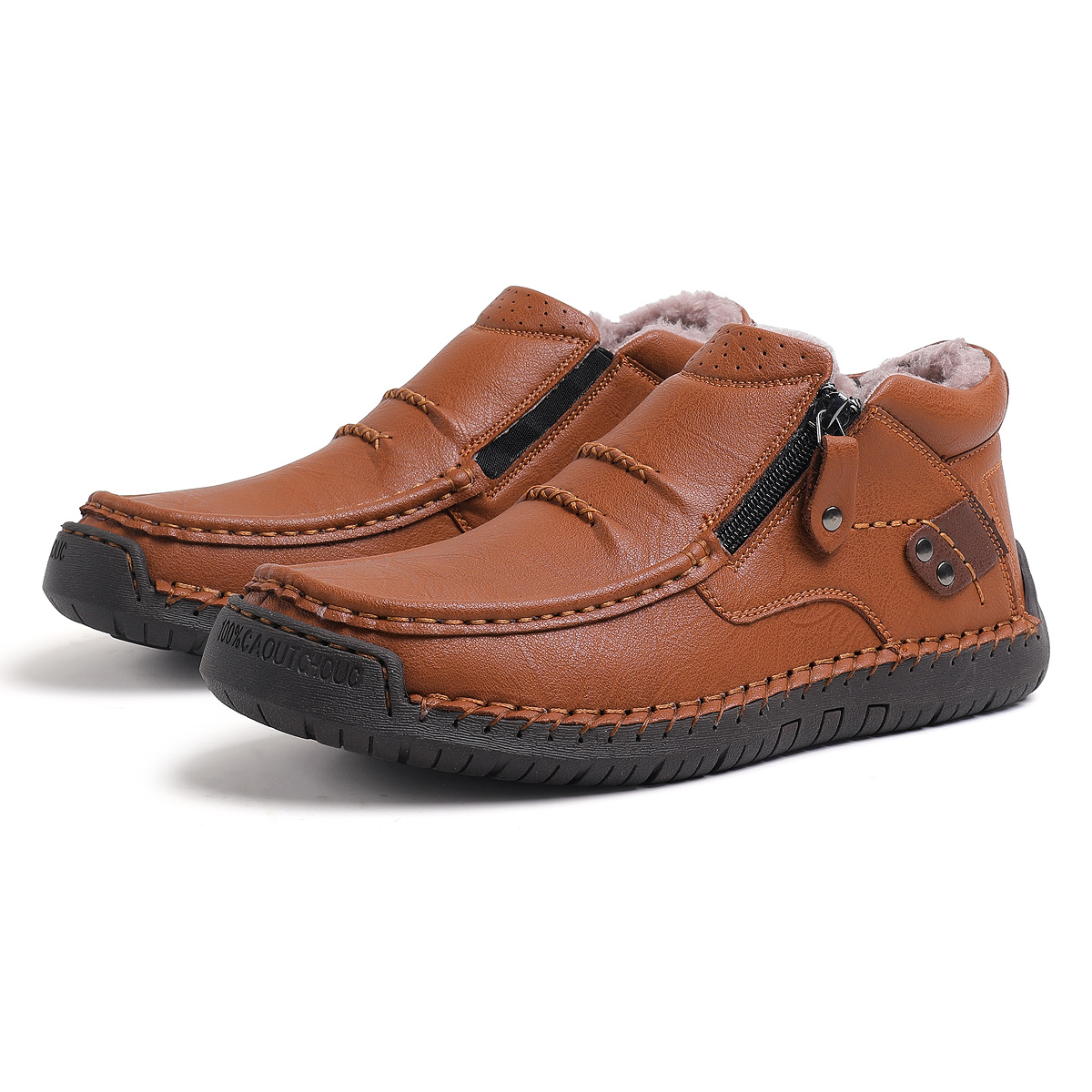 ⏰Limited Time Sale 70% OFF-Men’s Handmade Premium Leather Slip-On Driving Boots – Wide Toe, Arch Support, Waterproof, Pressure Relief, Non-Slip Sole&Warmth for Casual, Travel & Outdoor