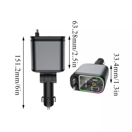 120W 4-in-1 Car Phone Charger with Starlight
