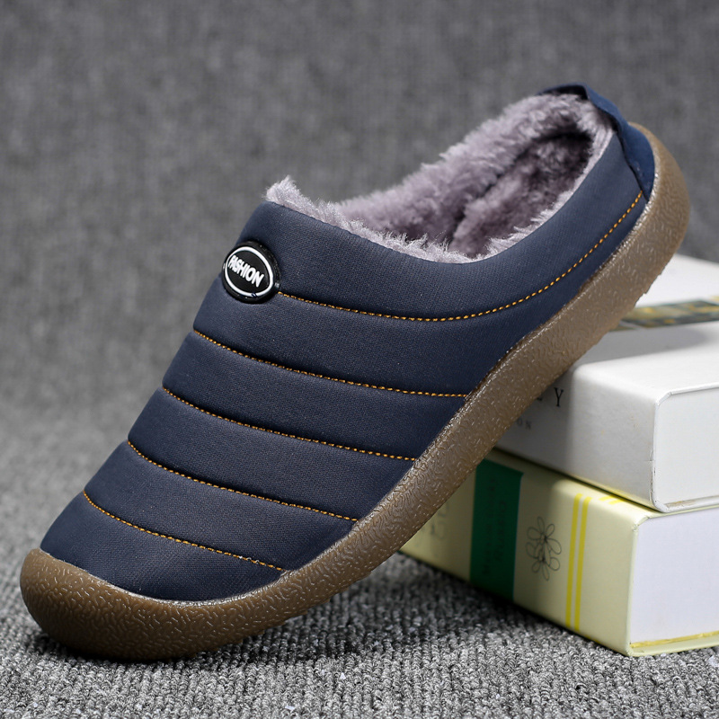 Men's Winter Water-resistant Fur-lined Flat Othopedic Slippers