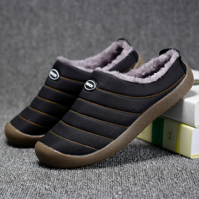 Men's Winter Water-resistant Fur-lined Flat Othopedic Slippers