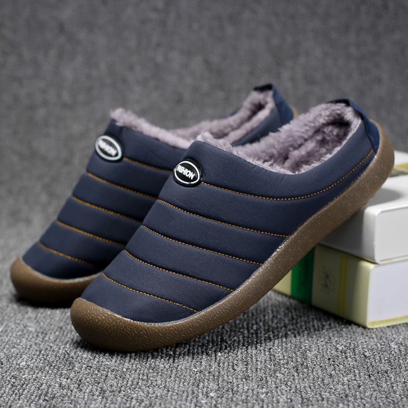 Men's Winter Water-resistant Fur-lined Flat Othopedic Slippers