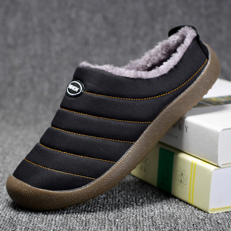 Men's Winter Water-resistant Fur-lined Flat Othopedic Slippers