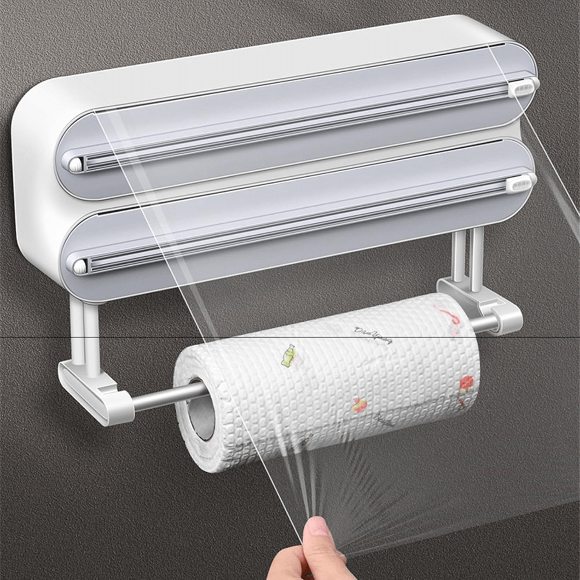 Multi-Functional 3-in-1 Kitchen Wrap Dispenser with Cutter