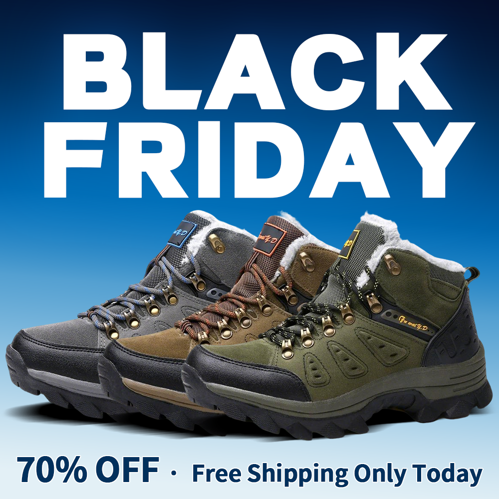 Men’s Warm-Lined Wide Fit Hiking Shoes – Waterproof, Non-Slip & Cushioned Arch Support for Winter Comfort