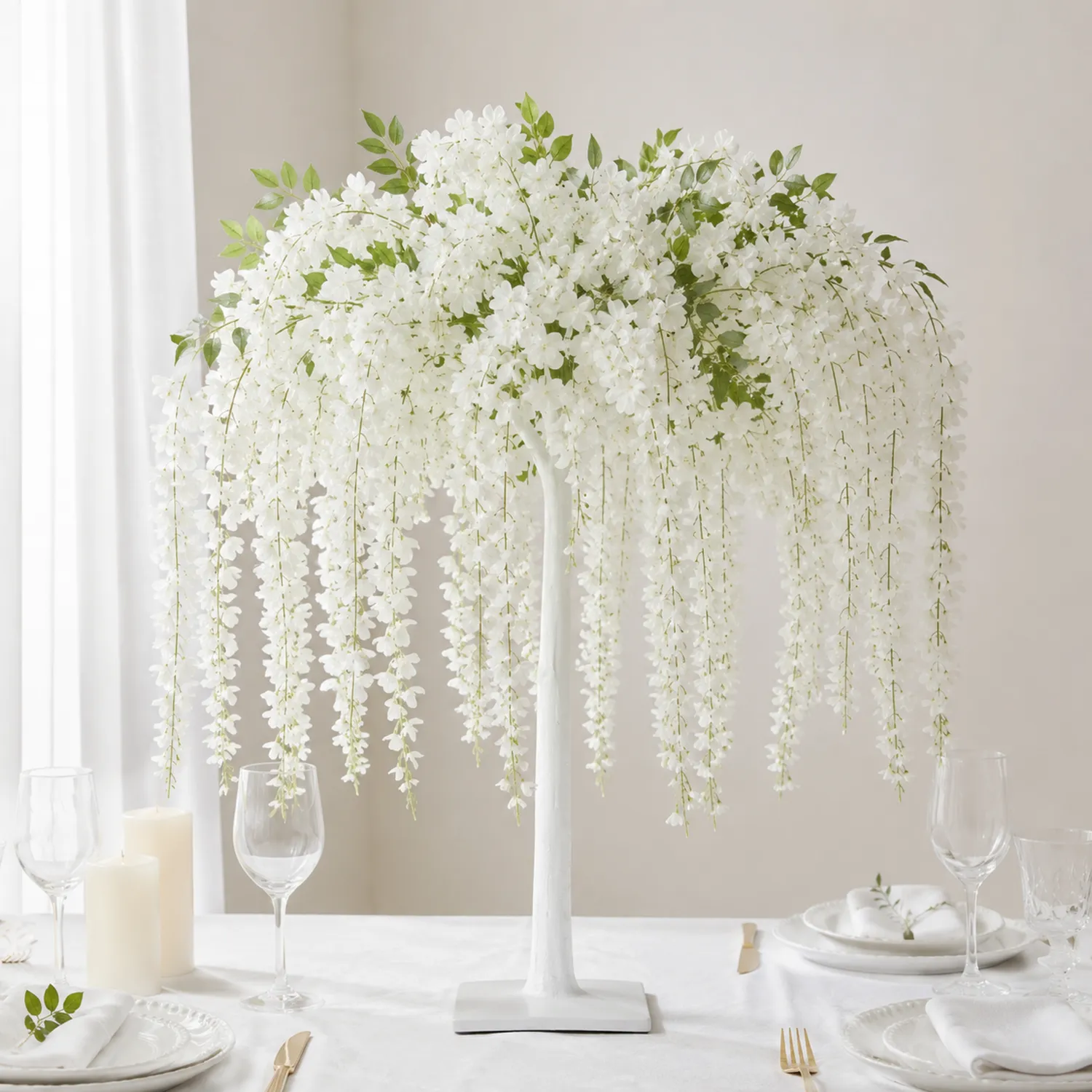 Sztuczna Biała Wisteria Dekoracyjna 1m