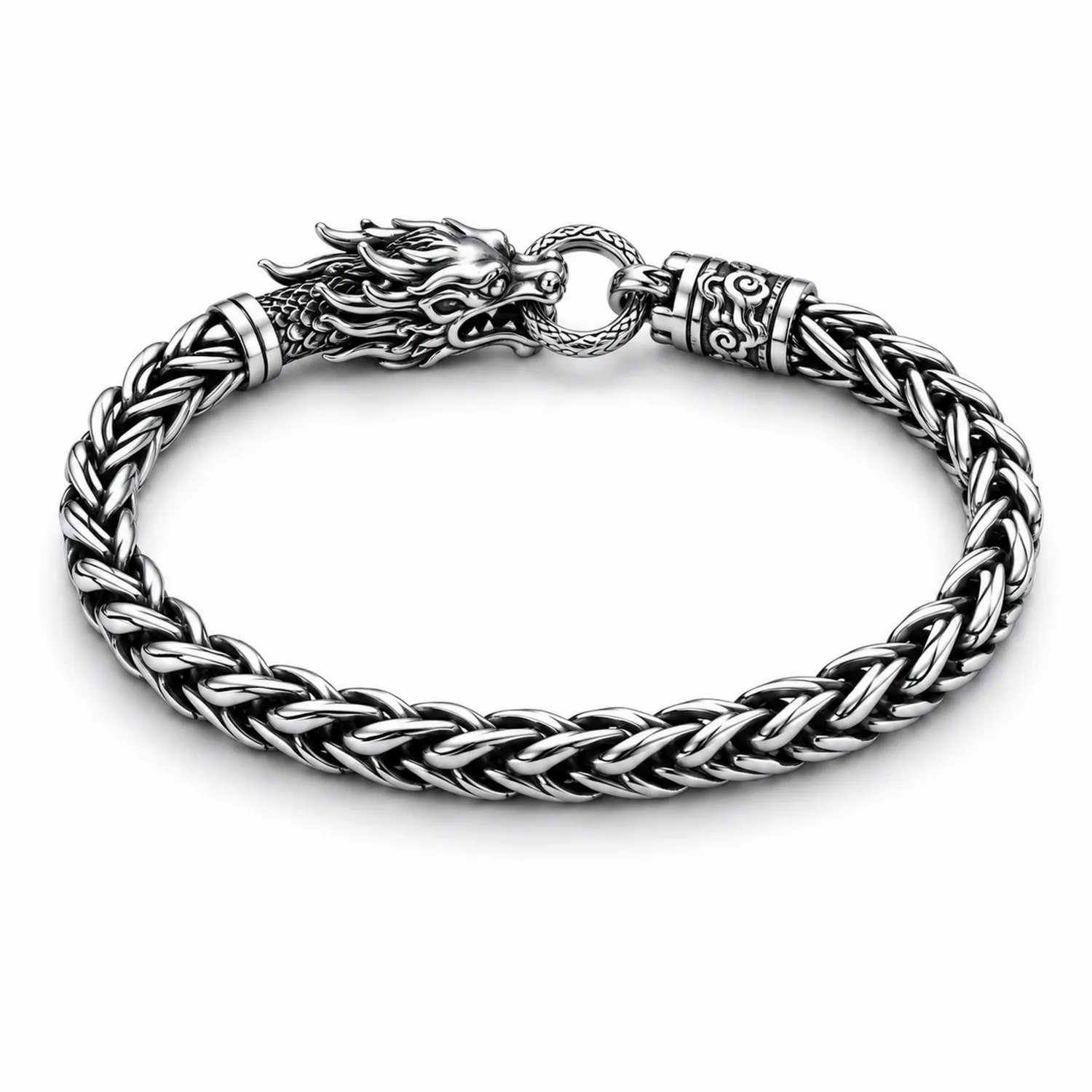 Herrenarmband mit Drachenmotiv, 21 cm, Silber-Novtidorix