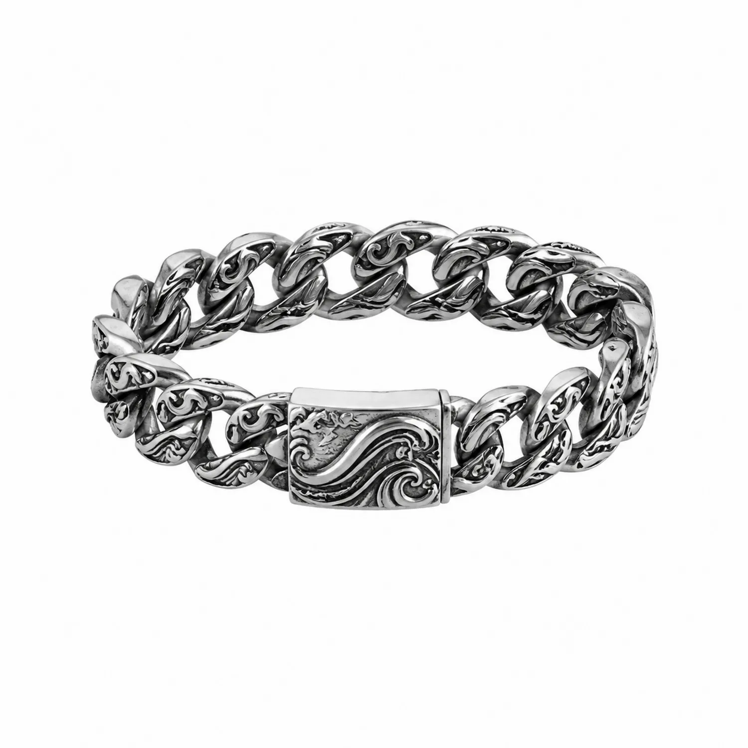 Herren Armband Silber mit Gravuren und Klappverschluss, 21 cm-Novtidorix