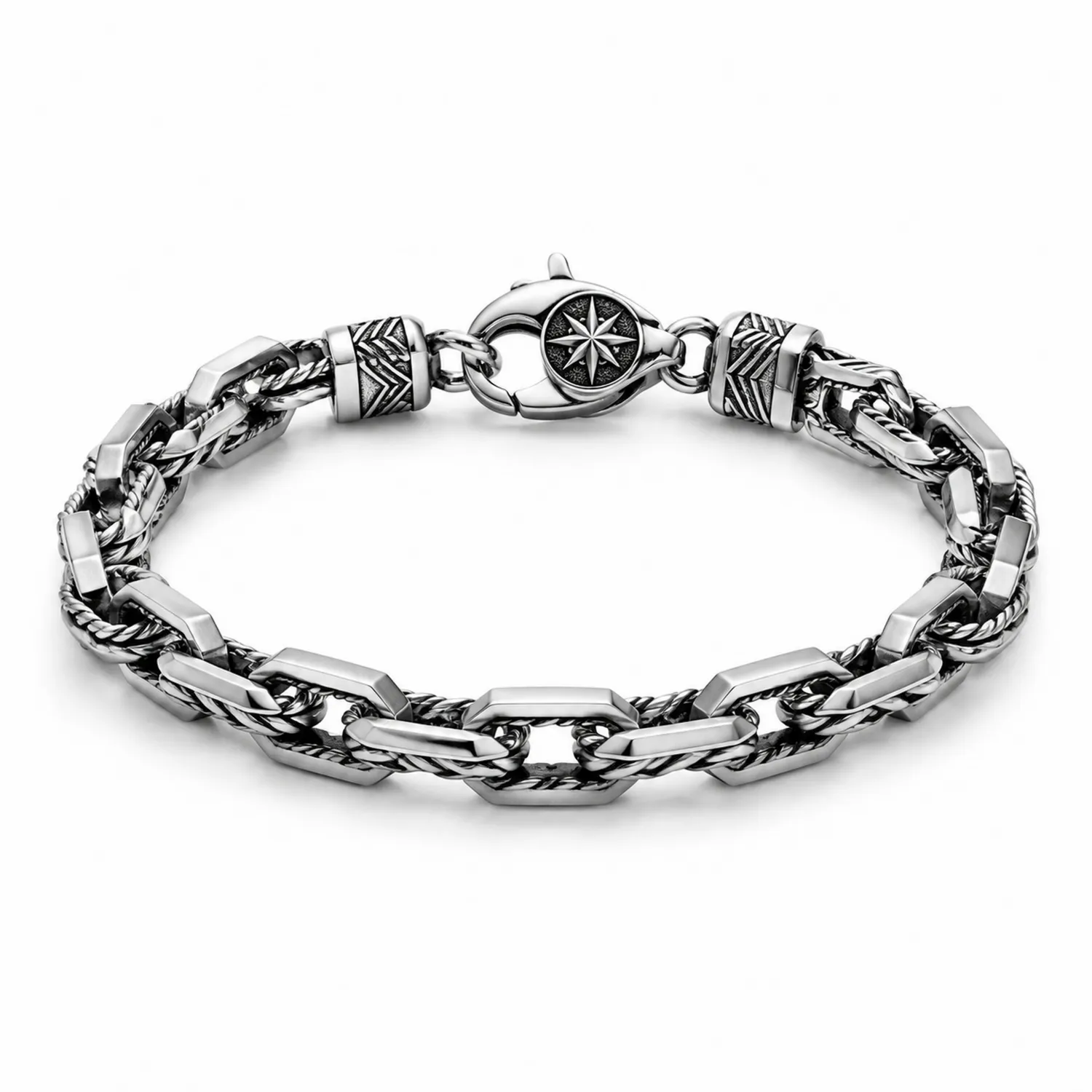 Herren Armband Silber, Kettenglieder Design, 21 cm-Novtidorix