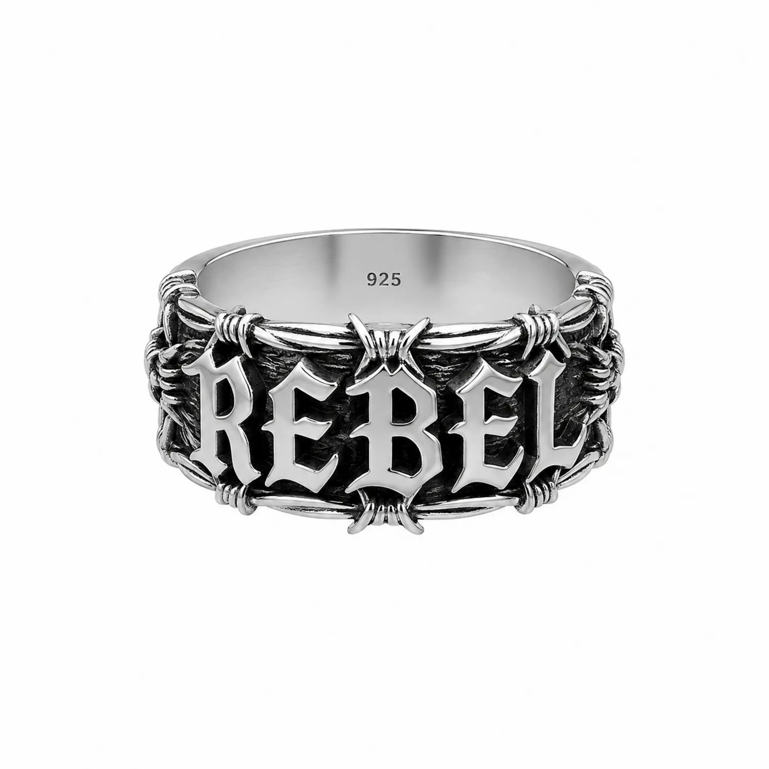Rebellenring aus 925 Silber im Barbed-Wire-Design-Novtidorix