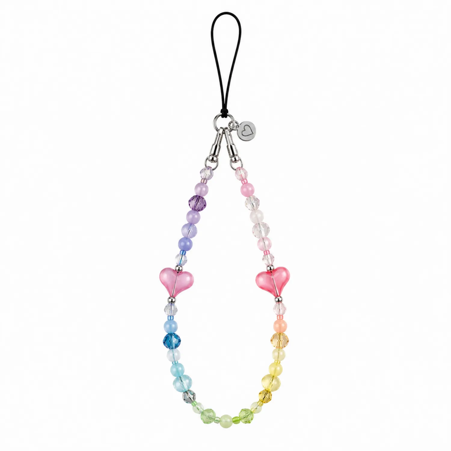 Handy-Anhänger mit Regenbogenperlen und Herzdesign-Novtidorix