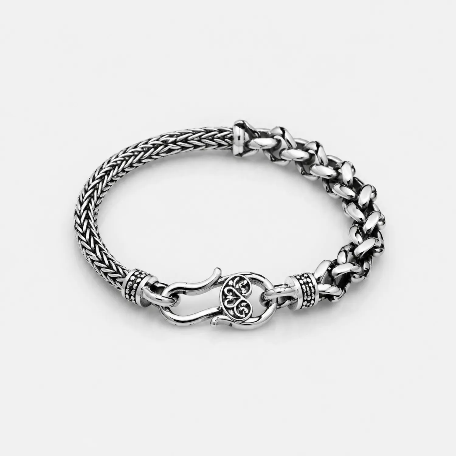 Geflochtenes Silberarmband mit Hakenverschluss 21 cm-Novtidorix