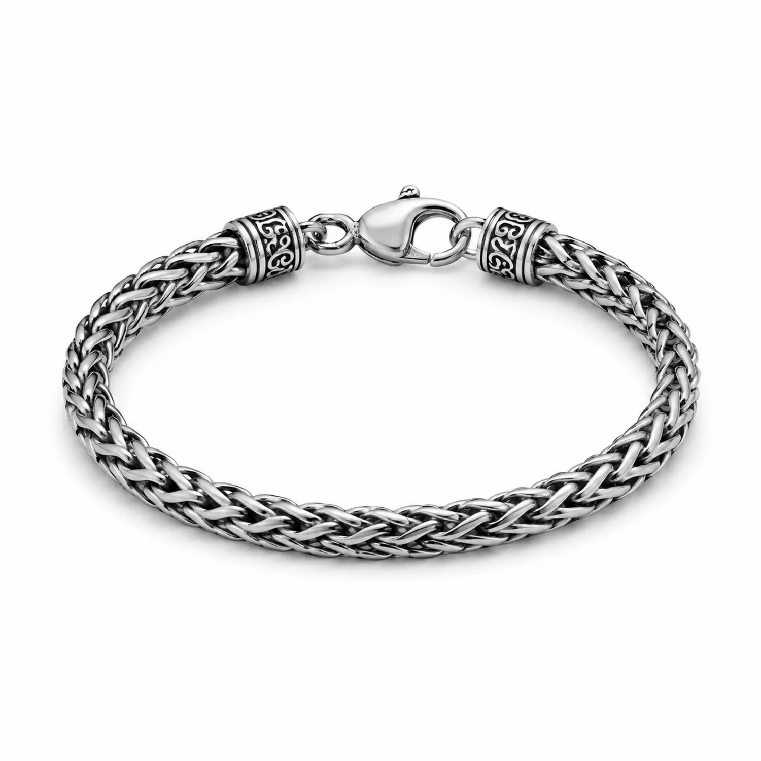 Geflochtenes Armband aus Edelstahl Silber 21 cm-Novtidorix