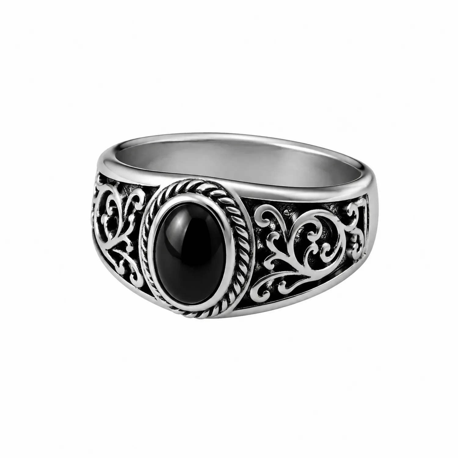 Herrenring Silber mit Schwarzem Onyx-Novtidorix