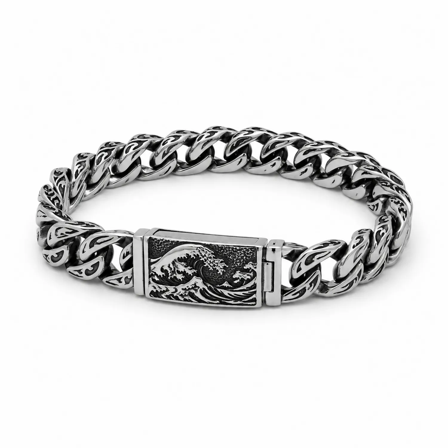 Herren Armband Silber mit Wellenmuster-Novtidorix