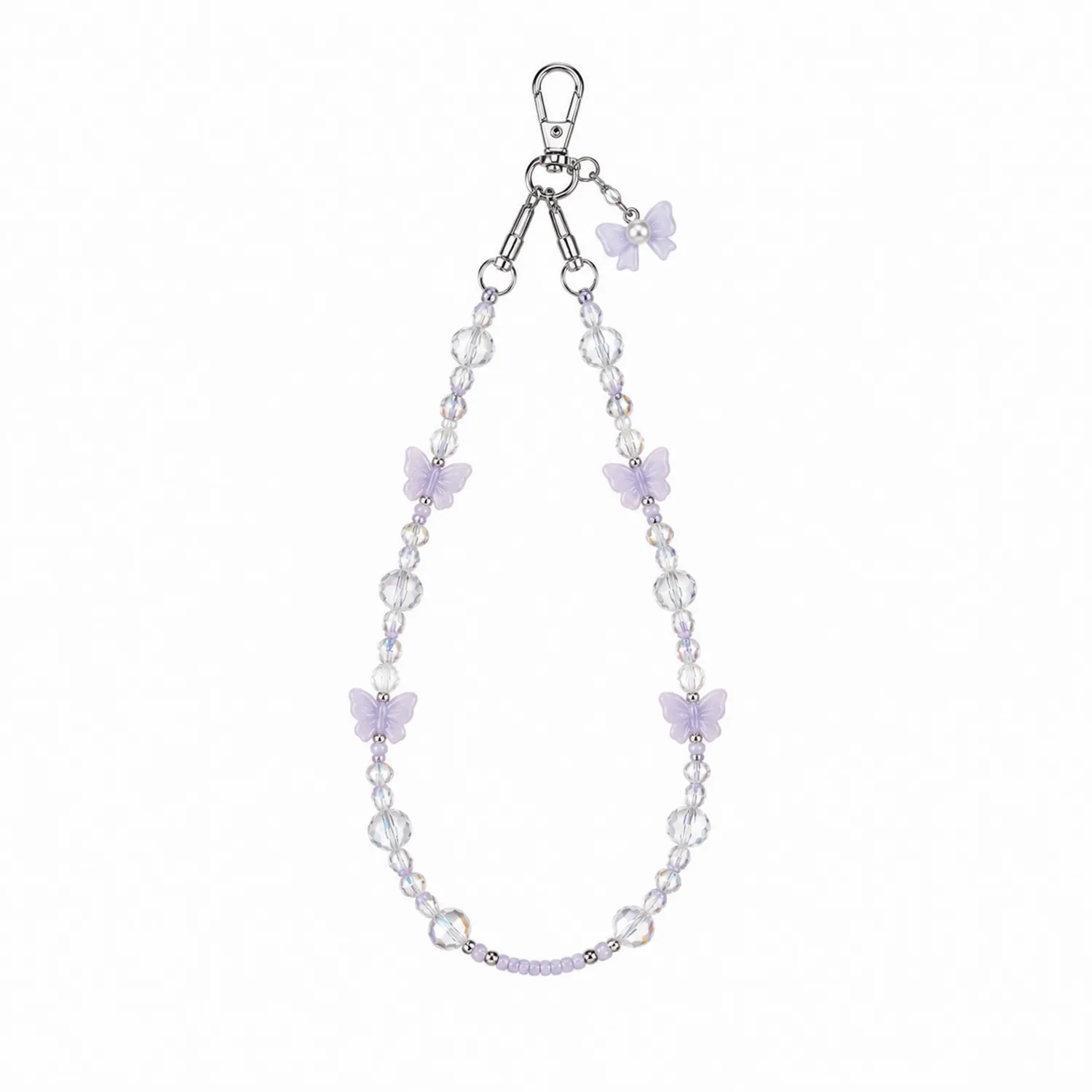 Schmetterlings-Handykette in Lila und Transparent-Novtidorix