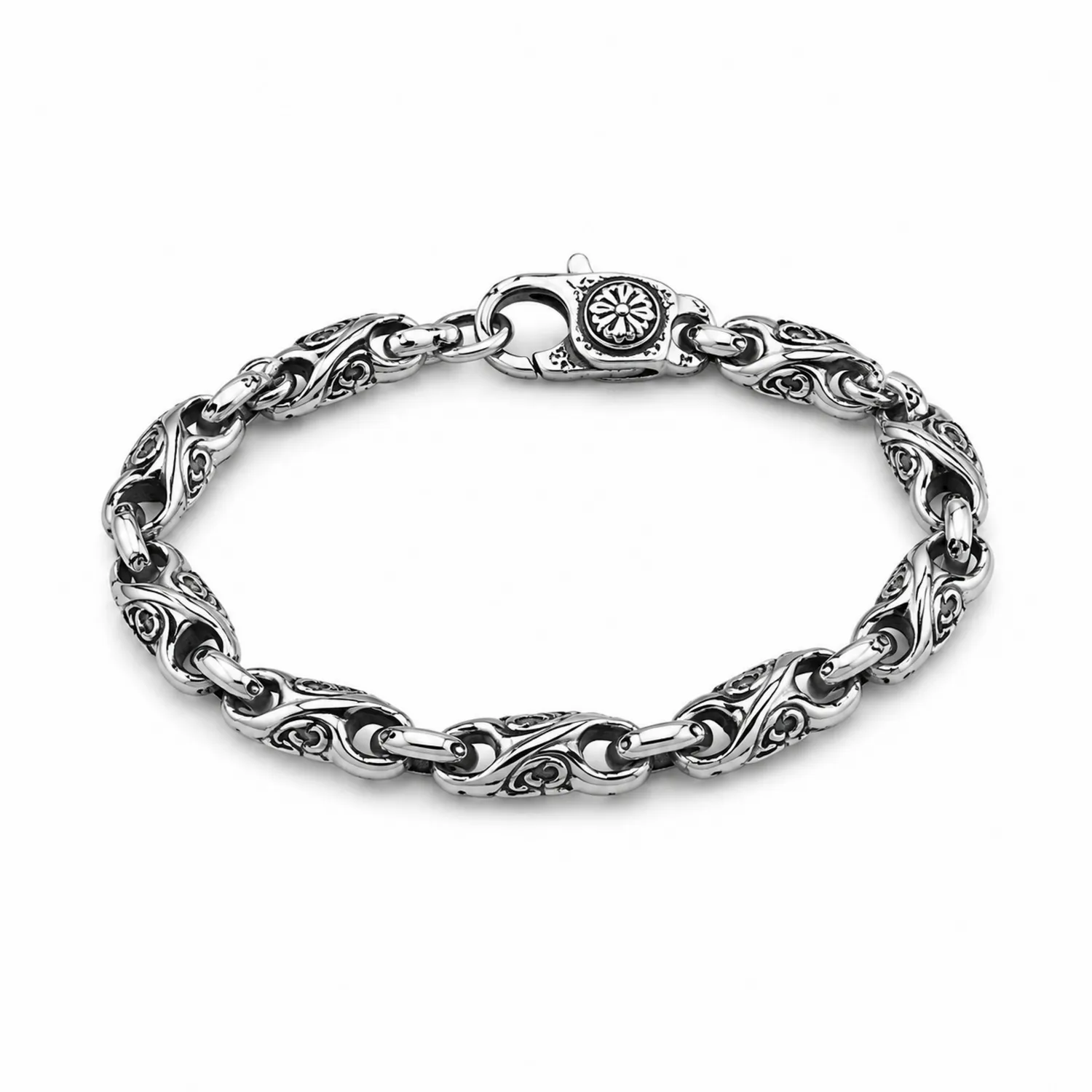 Silber Armband mit Gravur-Design, 21 cm-Novtidorix