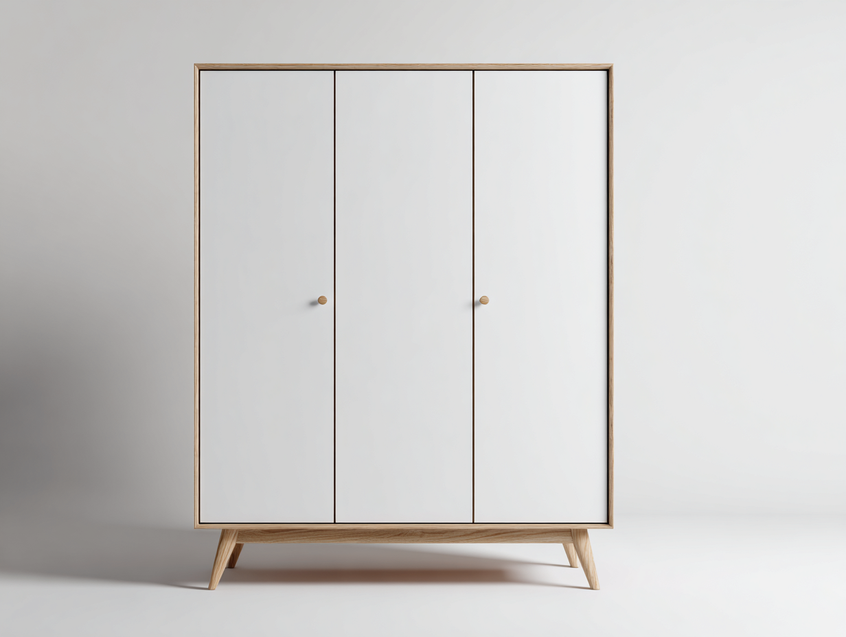 Kleiderschrank 120x55x180 cm - Holz und Weiß - 3 Türen - Modernes Design-Tavoralyabode