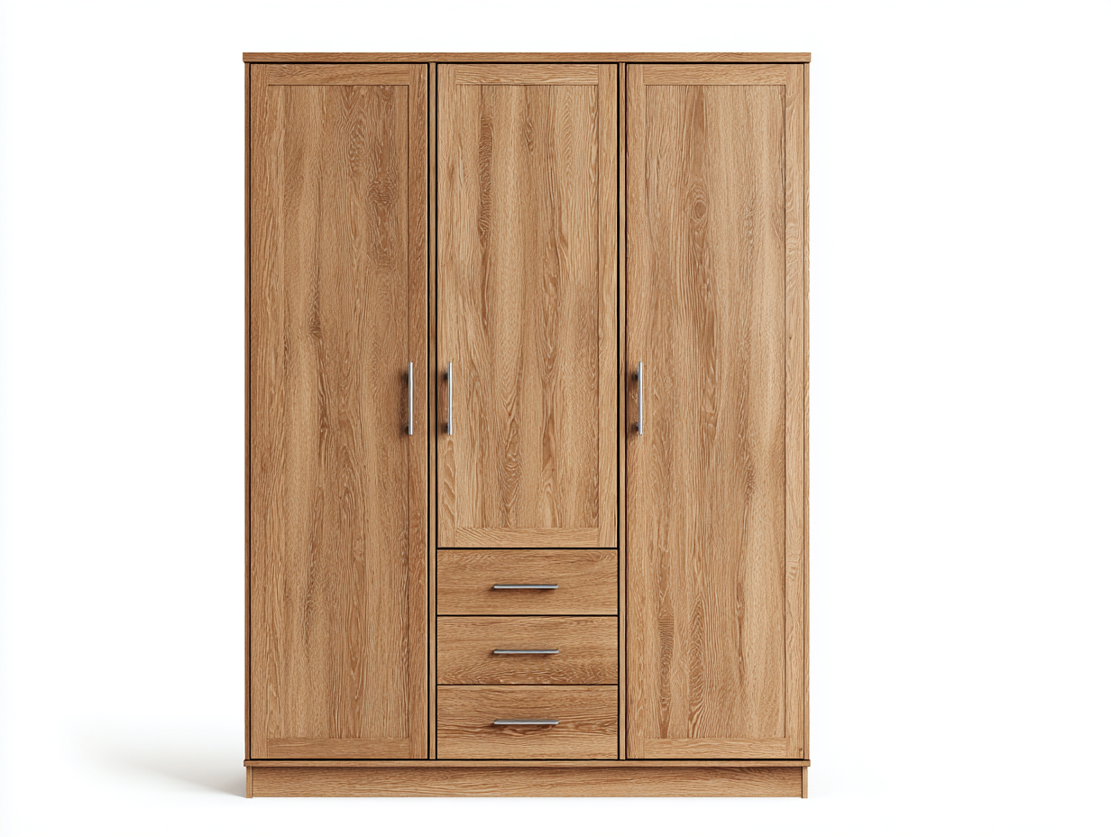 Kleiderschrank 150x52x200 cm - Holzwerkstoff - Braun - 3 Türen und 3 Schubladen Modernes Design-Tavoralyabode