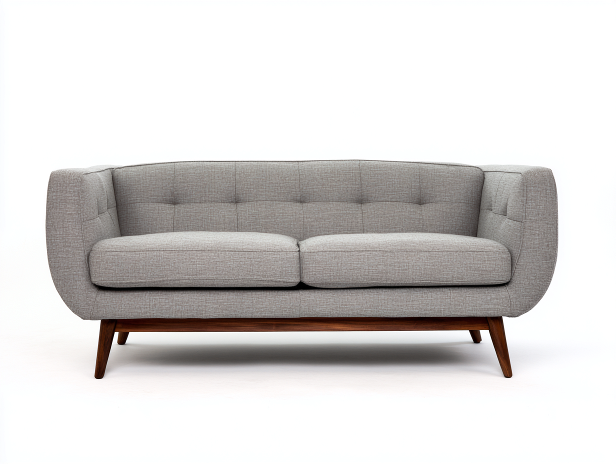 Zweisitzer Sofa 168x82x84 cm - Stoffbezug und Holzgestell - Grau-Braun - Modernes Retro Design-Tavoralyabode