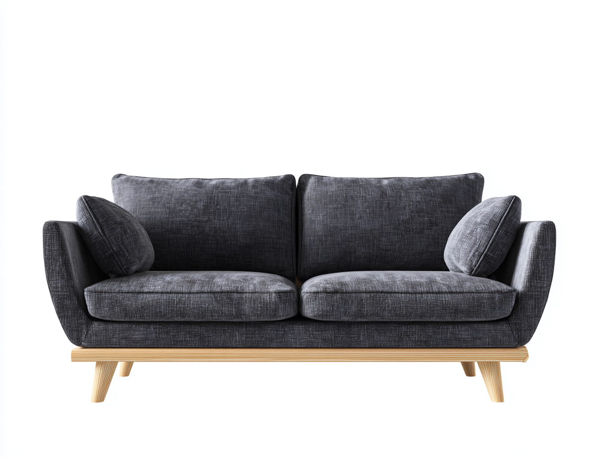 Zweisitzer Sofa Stoff 172x86x84 cm - Dunkelgrau-Natur - gepolstertes Wohnzimmersofa im modernen Design-Tavoralyabode