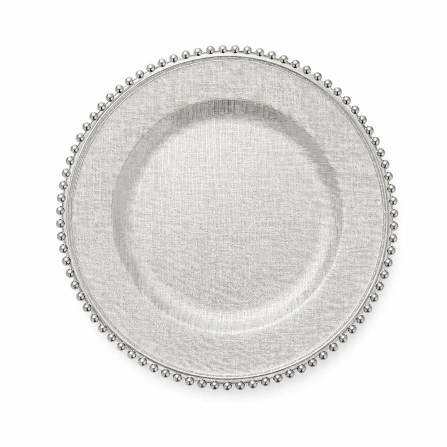 Runder Essteller mit Perlenrand 33 cm, Silber-Nerlidorn
