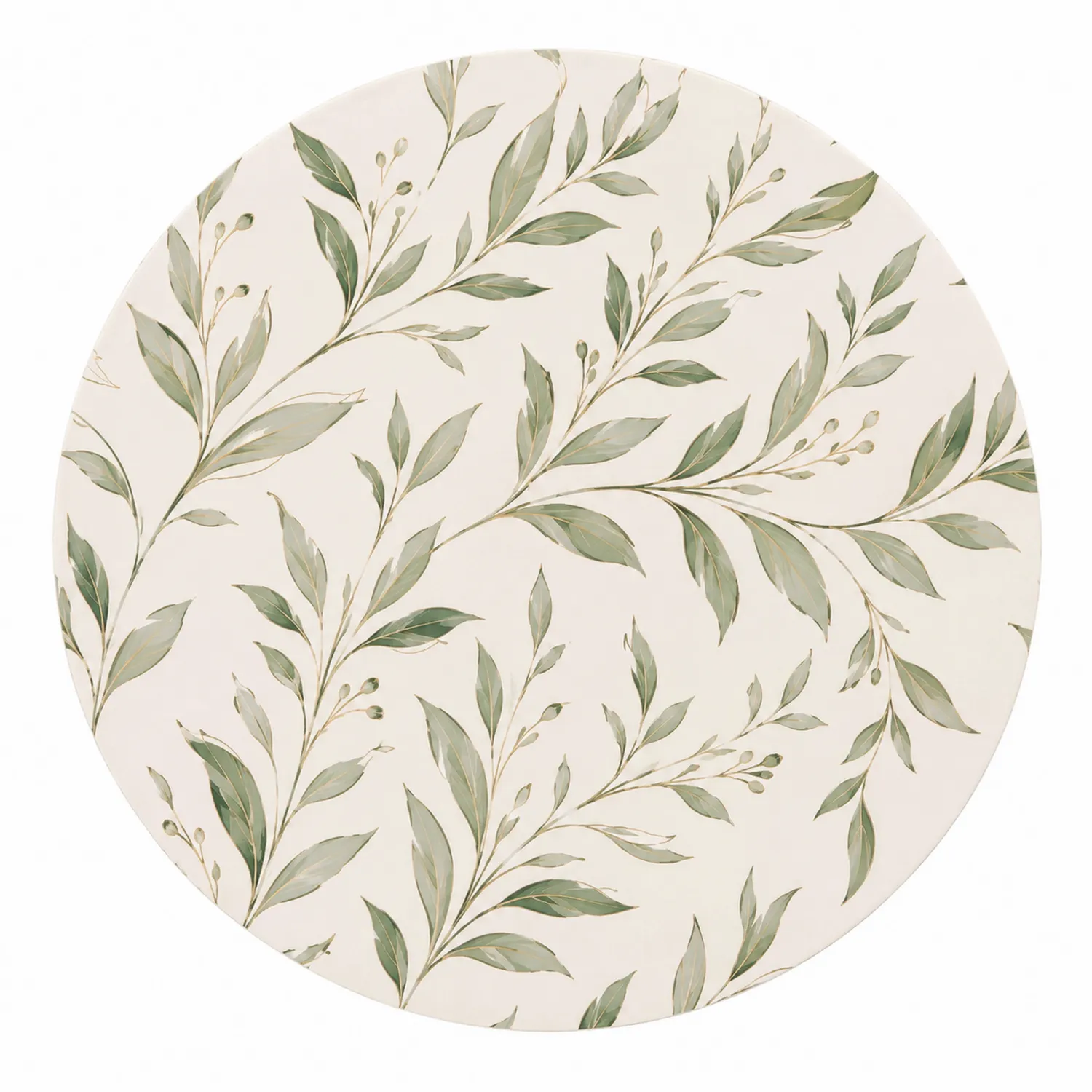 Rundes Tischset mit Blättermuster Ø38 cm - Creme/Grün-Nerlidorn