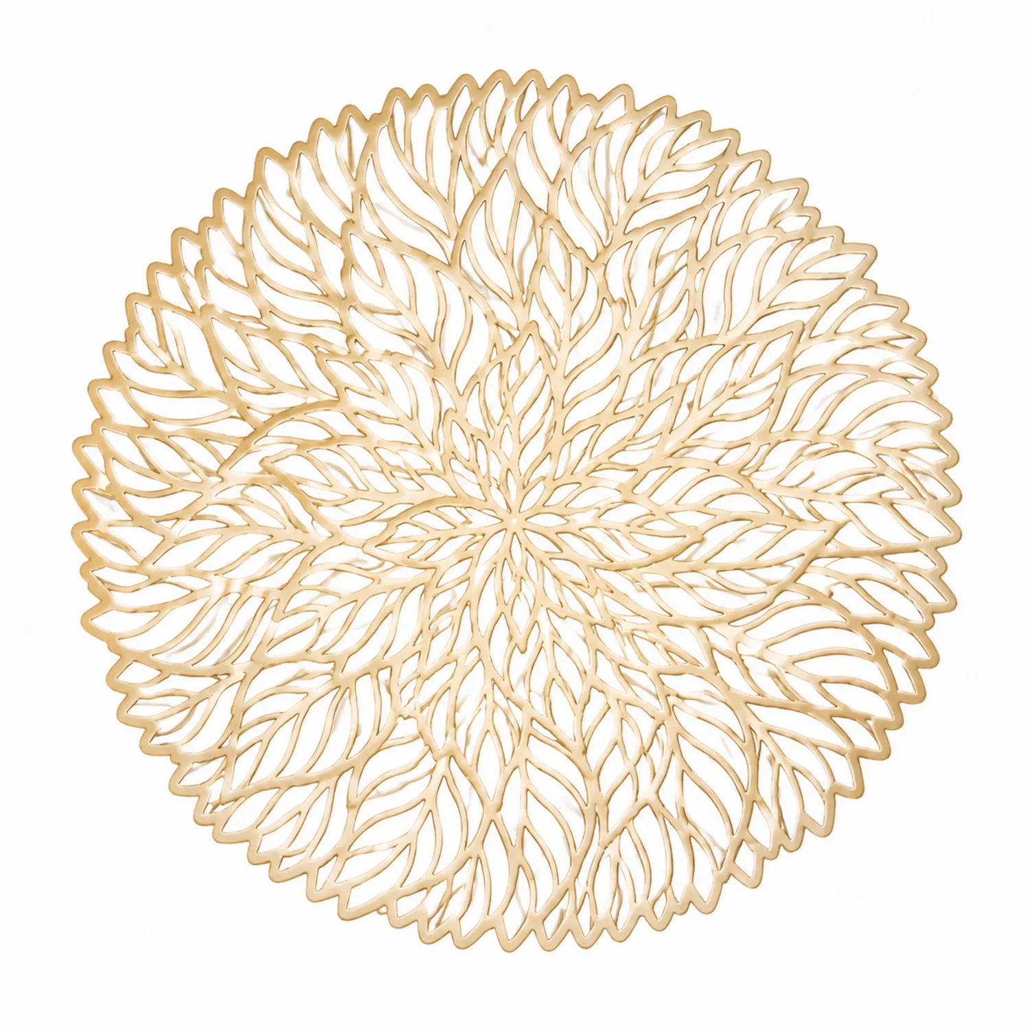 Runde Tischmatte Blattmuster Gold, Durchmesser 38 cm-Nerlidorn