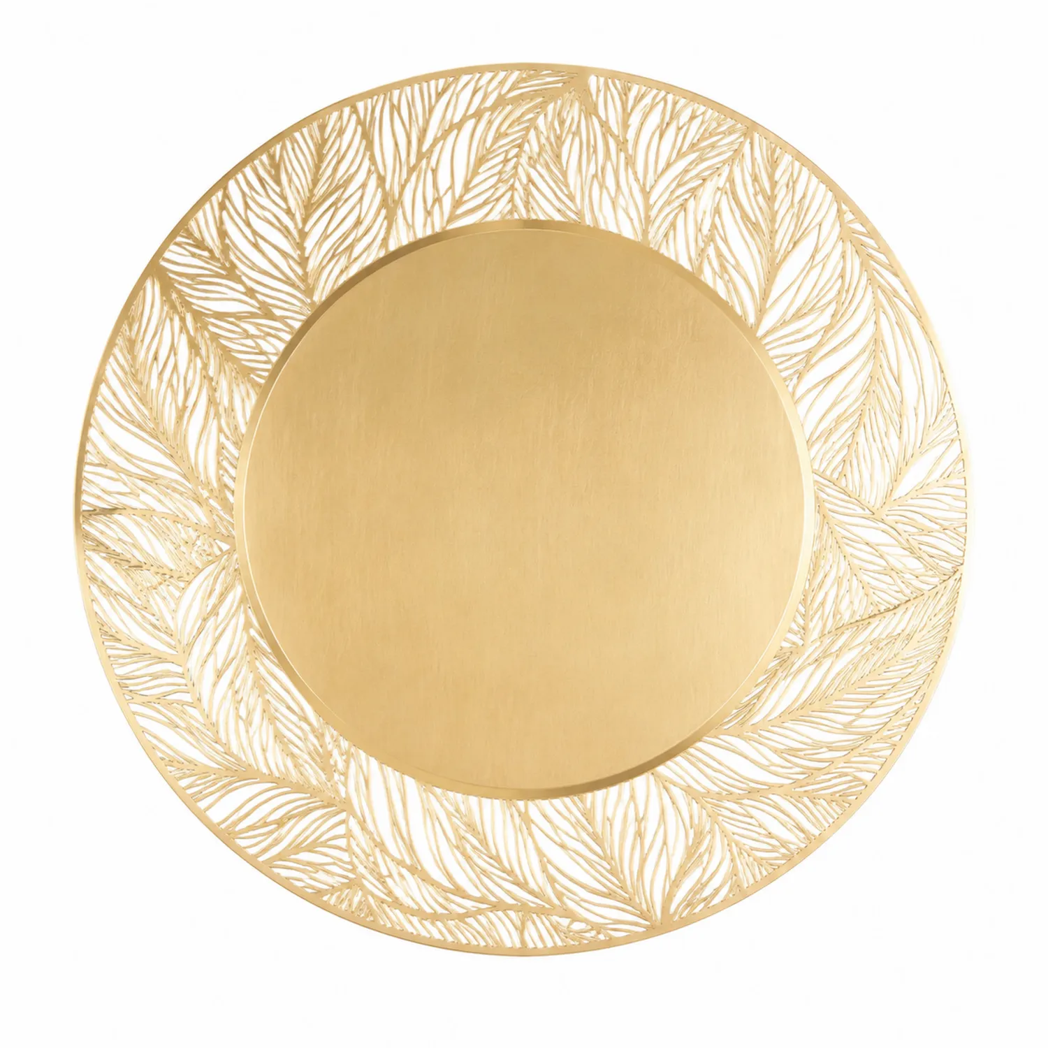 Eleganter runder Teller mit Laserschnittdekor, Gold, 33 cm-Nerlidorn