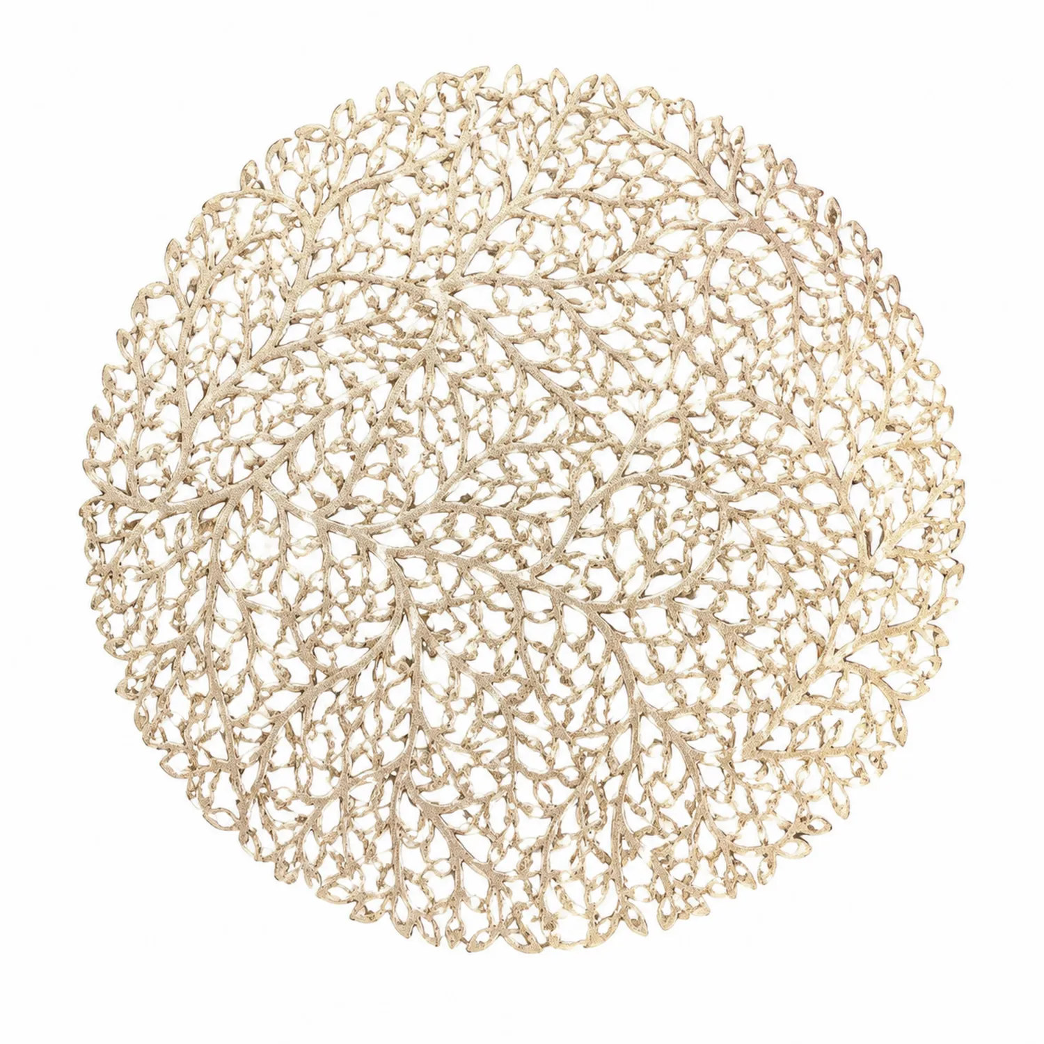 Runder Tischuntersetzer im Blattdesign - Beige, 38 cm-Nerlidorn