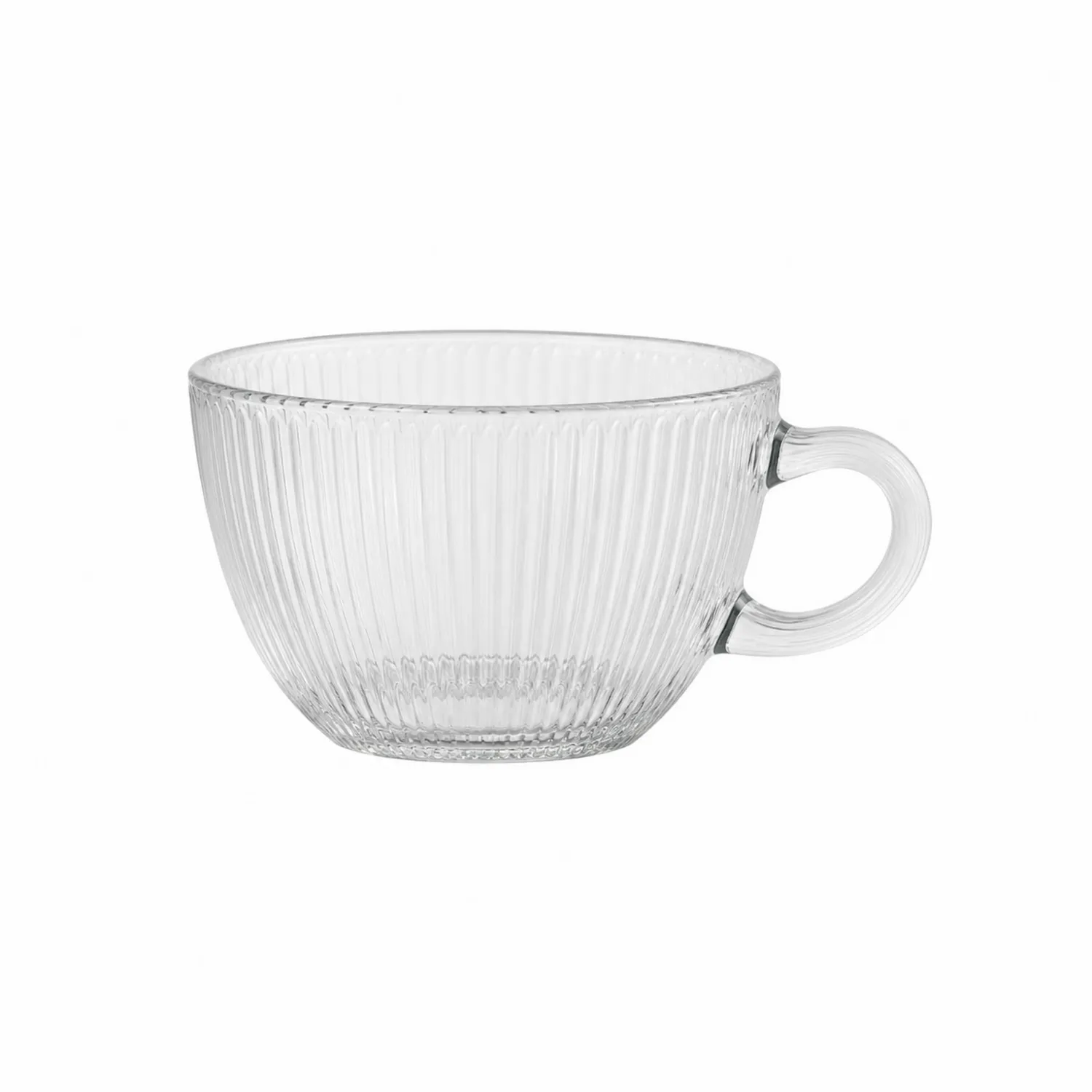 Gerippte Glastasse Transparent mit Griff 300ml-Nerlidorn