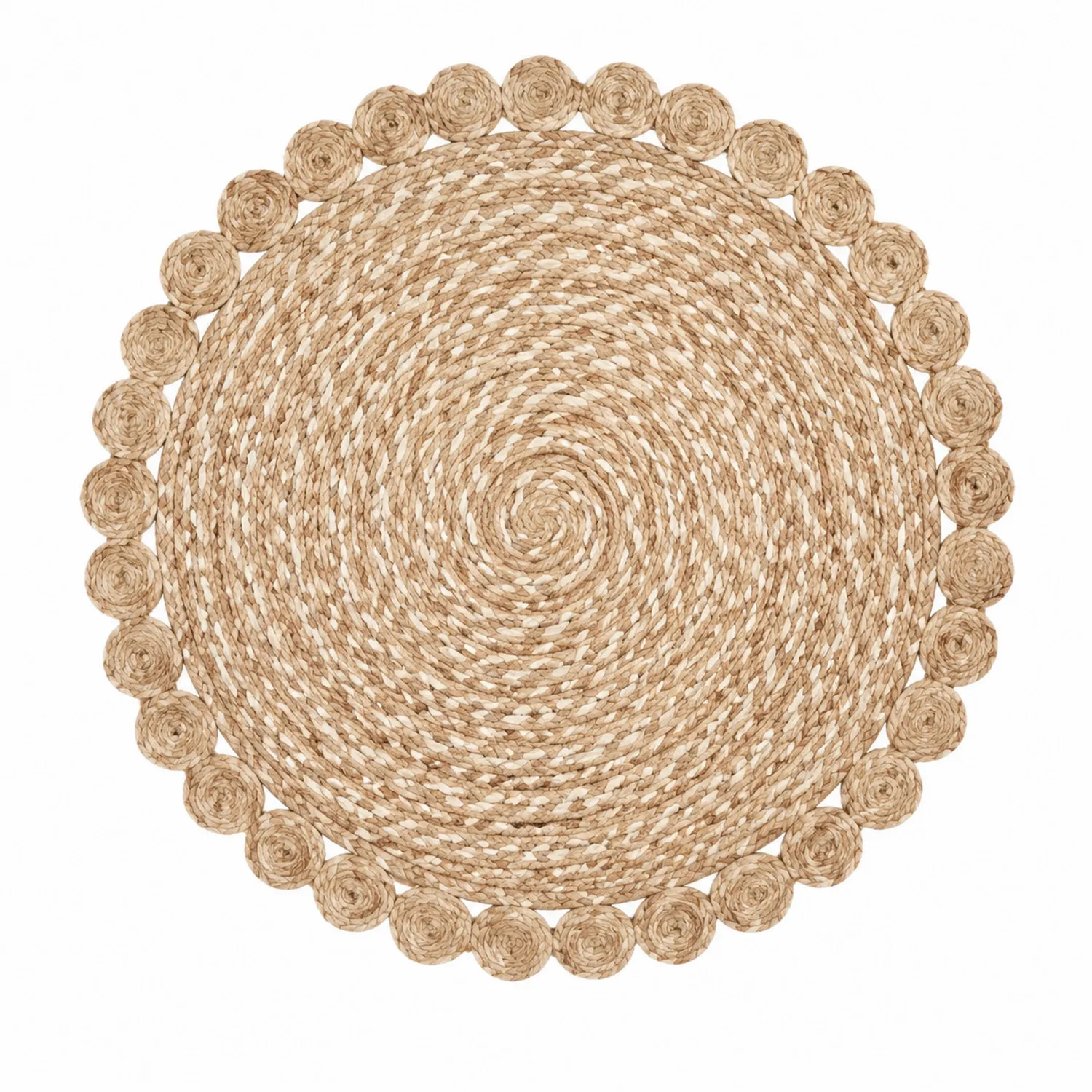 Runder Juteteppich 120 cm Beige-Nerlidorn