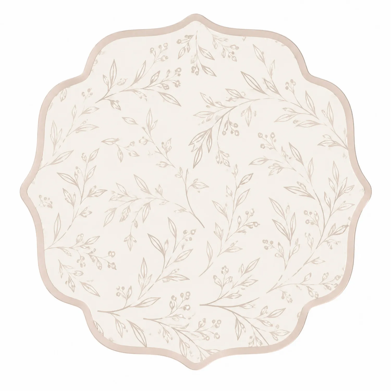 Rundes Tischset mit Floralem Muster Creme Beige-Nerlidorn