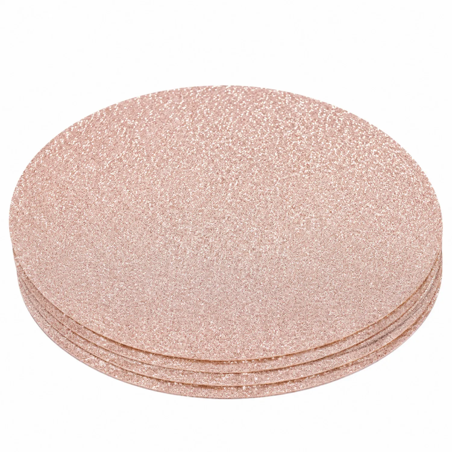 Runde Glitzer-Tischsets Roségold 4er Set, 34 cm-Nerlidorn