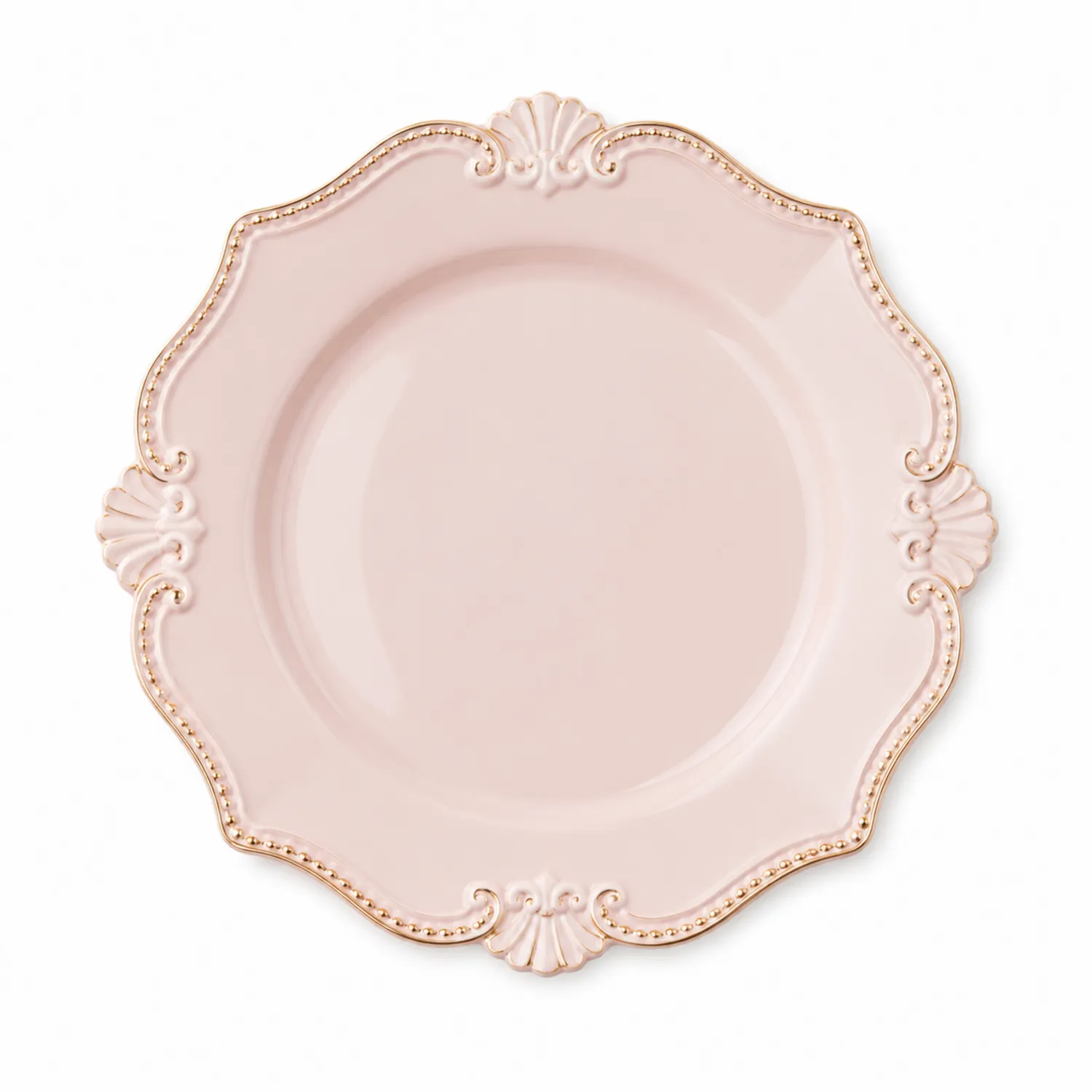 Keramikteller Rund Rosa mit Goldverzierungen, 28 cm-Nerlidorn