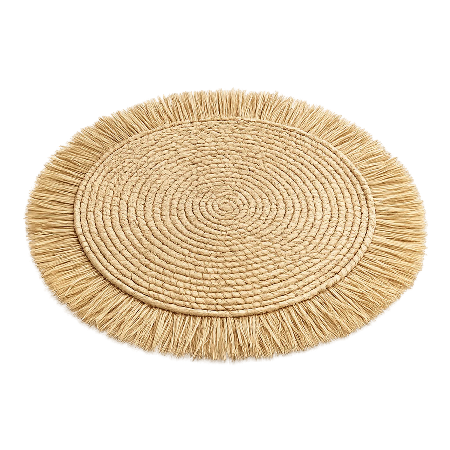 Runder Tischuntersetzer aus Naturfaser mit Fransen, Beige-Nerlidorn