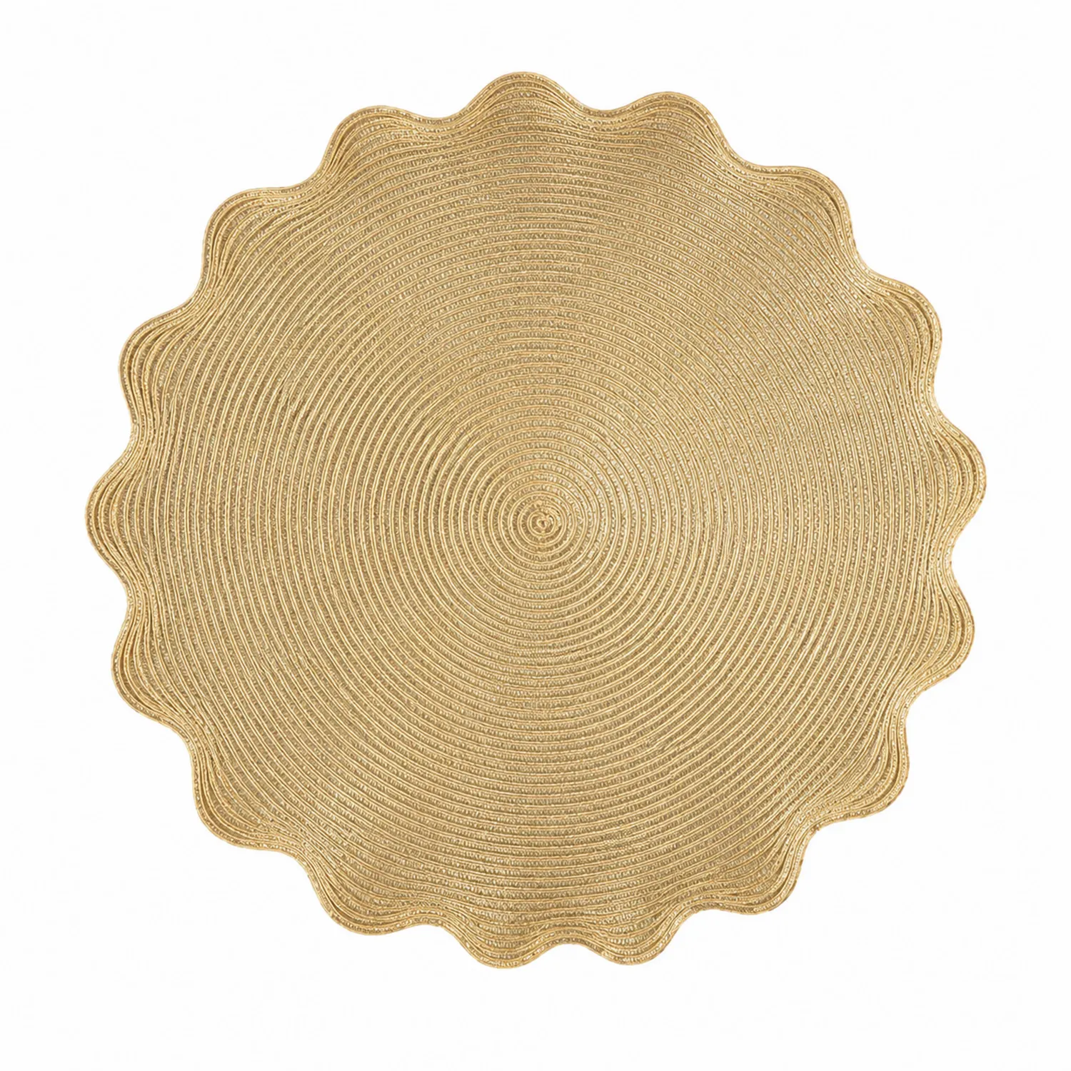 Runde Tischmatte in Gold mit Wellenform, hitzebeständig bis 90°C-Nerlidorn