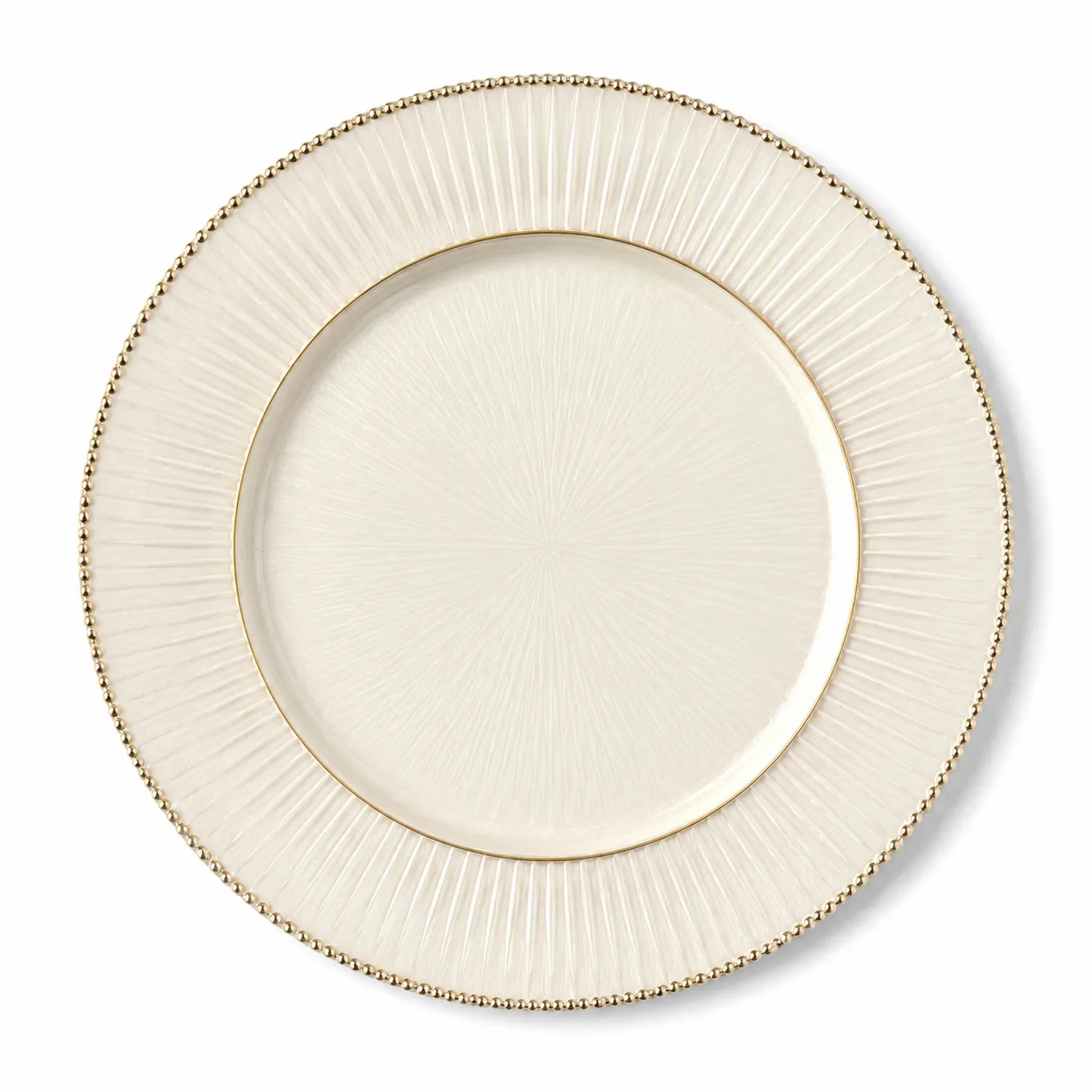 Elfenbeinfarbener Porzellanteller mit Goldrand 27 cm-Nerlidorn