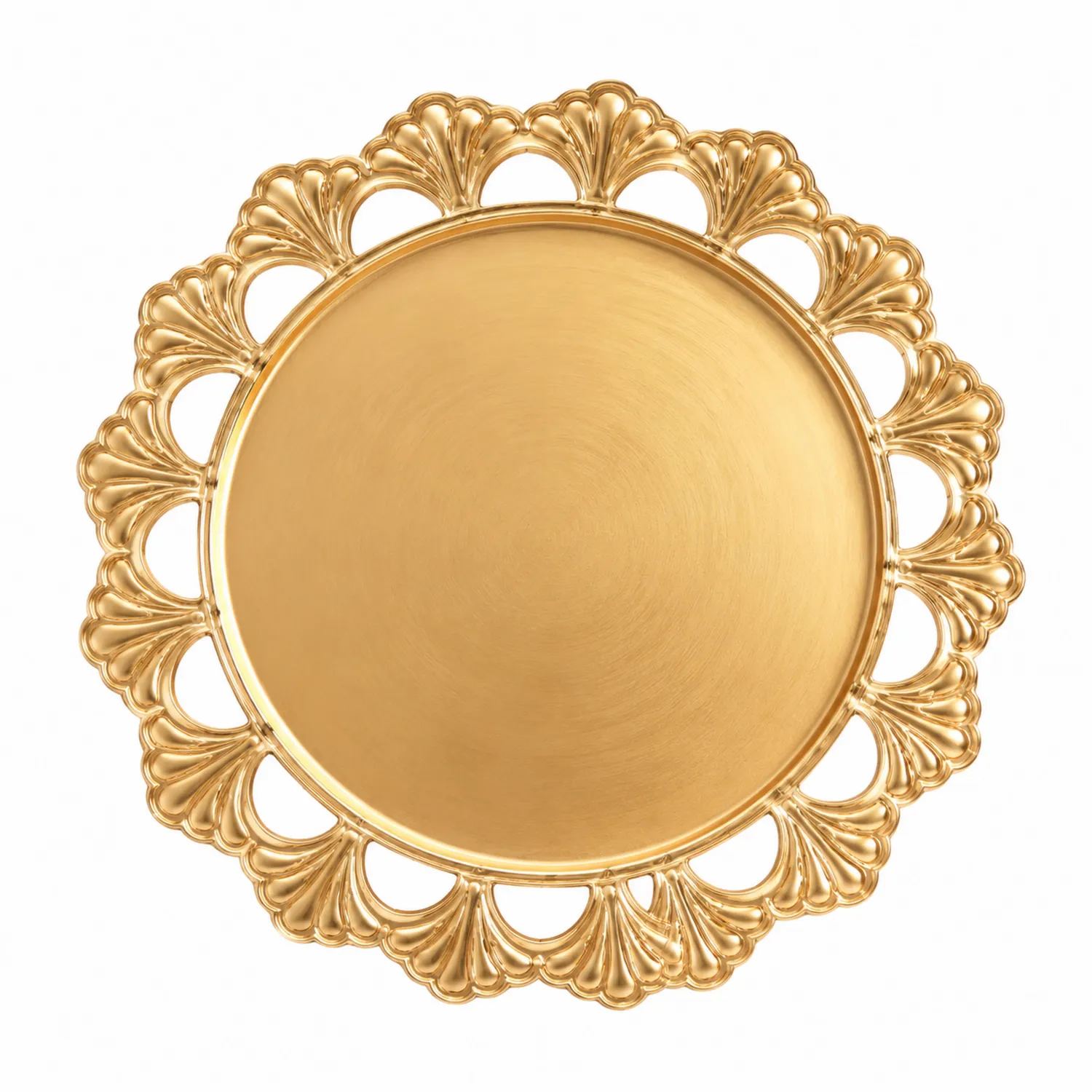 Goldener Dekoteller mit Muschelrand, Ø 33 cm-Nerlidorn