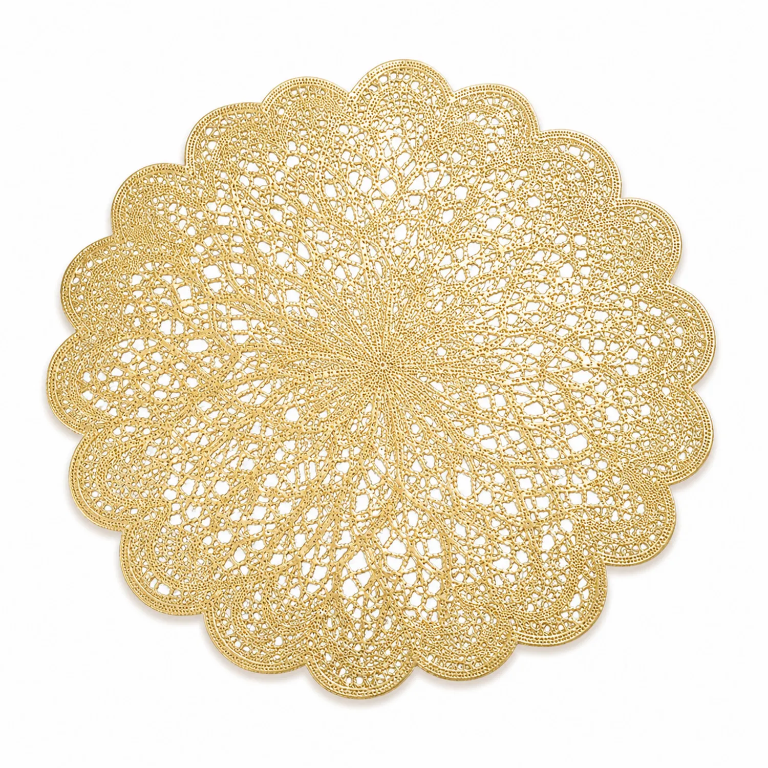 Goldene runde Tischmatte in Häkeloptik, Ø 38 cm-Nerlidorn