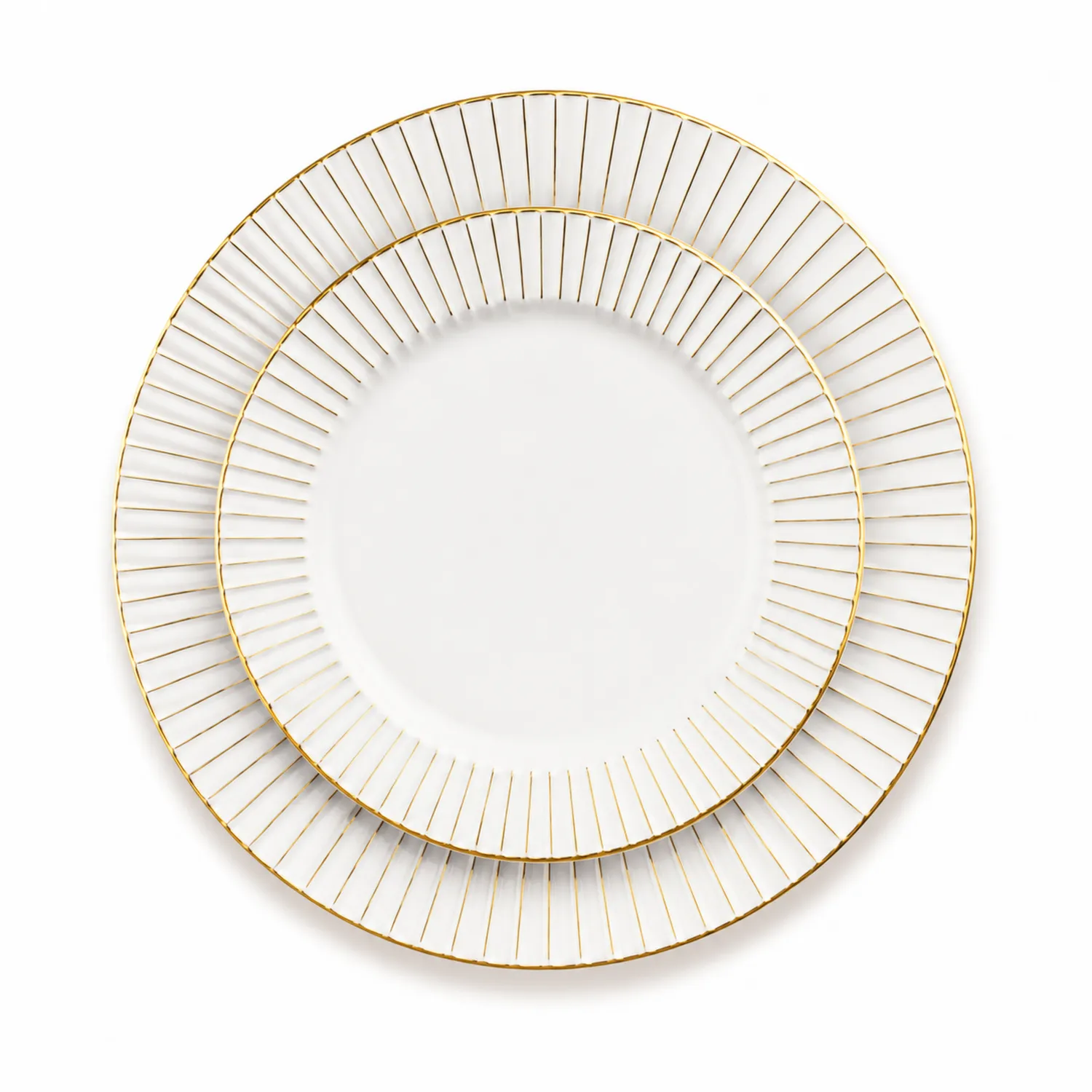 Porzellanteller-Set mit Goldrand, 2-teilig, Weiß/Gold-Nerlidorn