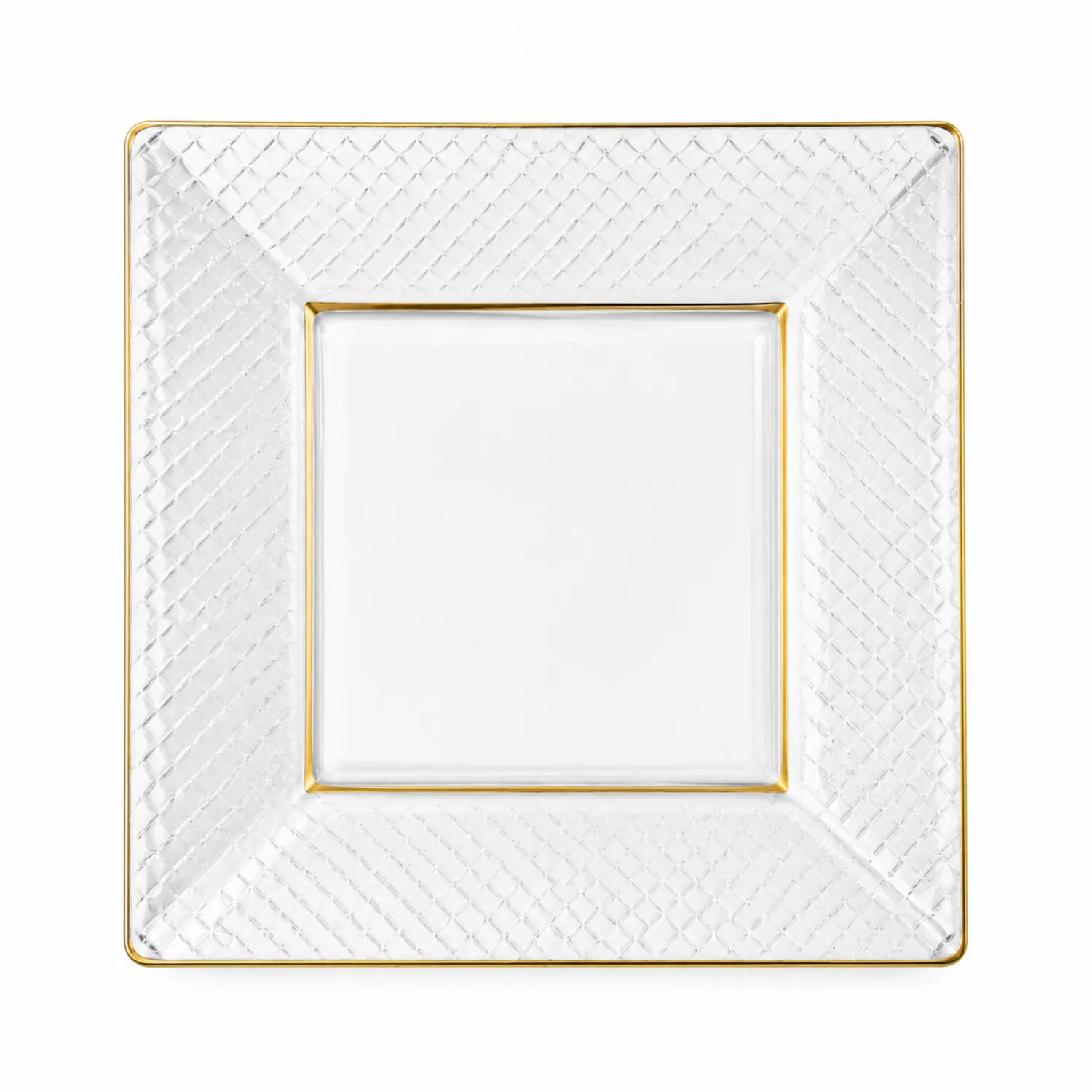 Quadratischer Glasteller mit Goldrand 27 cm-Nerlidorn